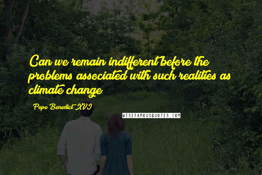 Pope Benedict XVI Quotes: Can we remain indifferent before the problems associated with such realities as climate change?