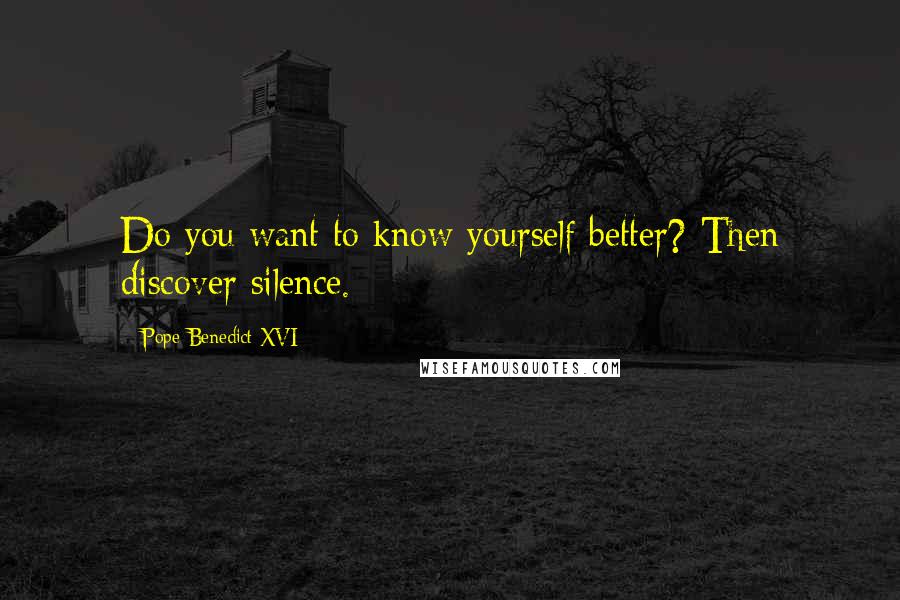 Pope Benedict XVI Quotes: Do you want to know yourself better? Then discover silence.