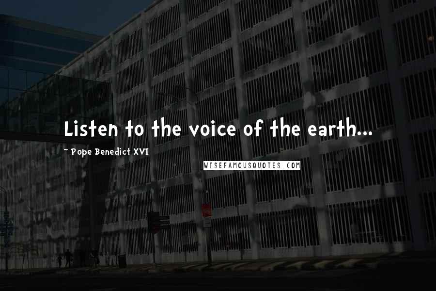 Pope Benedict XVI Quotes: Listen to the voice of the earth...