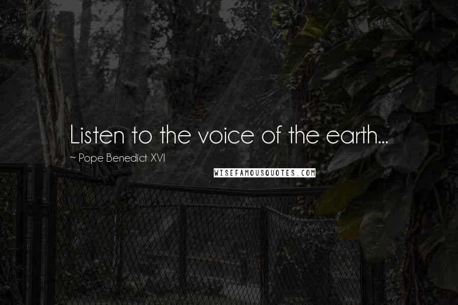 Pope Benedict XVI Quotes: Listen to the voice of the earth...