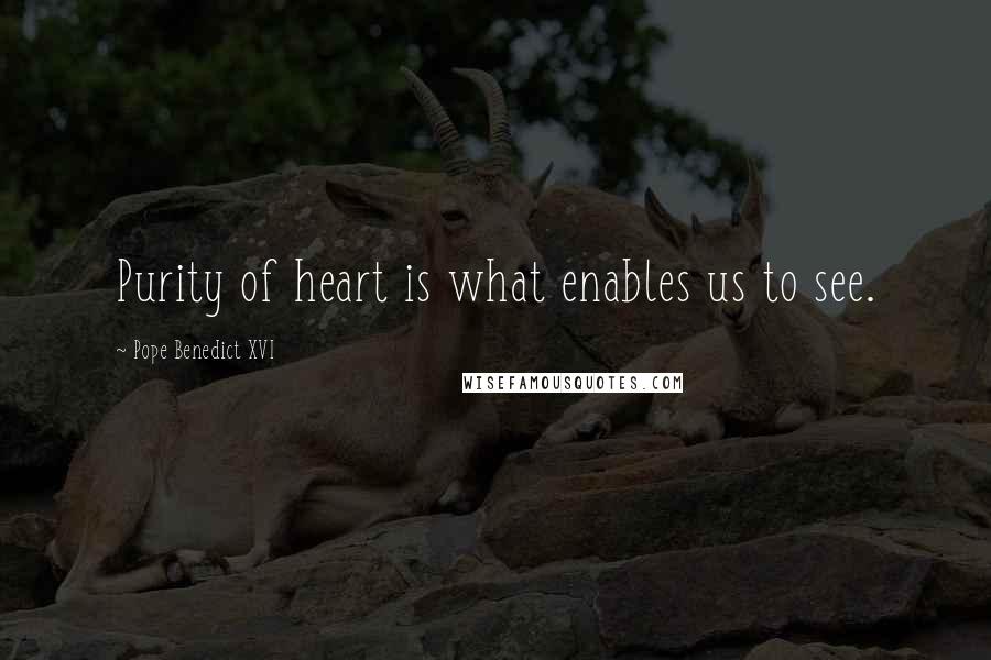 Pope Benedict XVI Quotes: Purity of heart is what enables us to see.