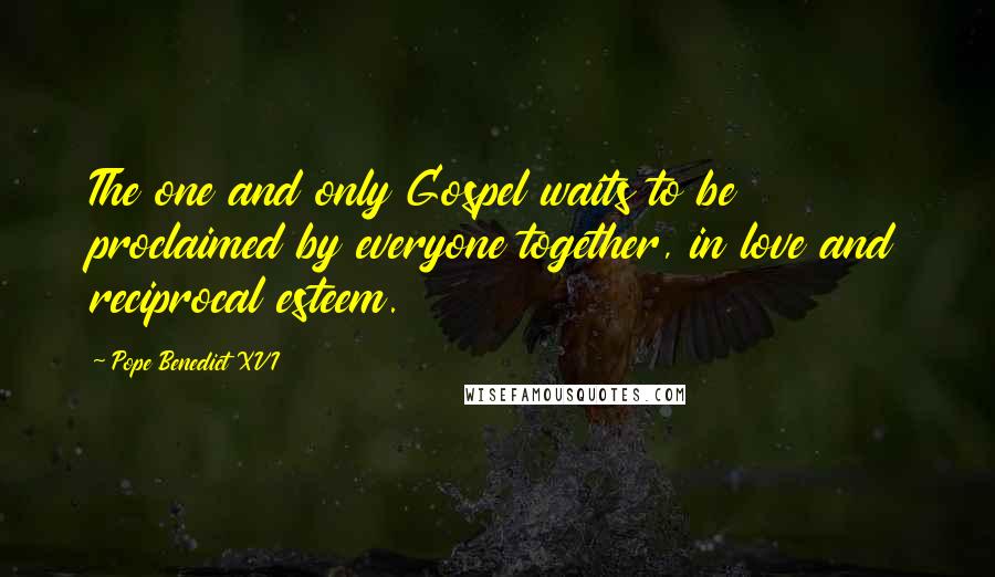 Pope Benedict XVI Quotes: The one and only Gospel waits to be proclaimed by everyone together, in love and reciprocal esteem.