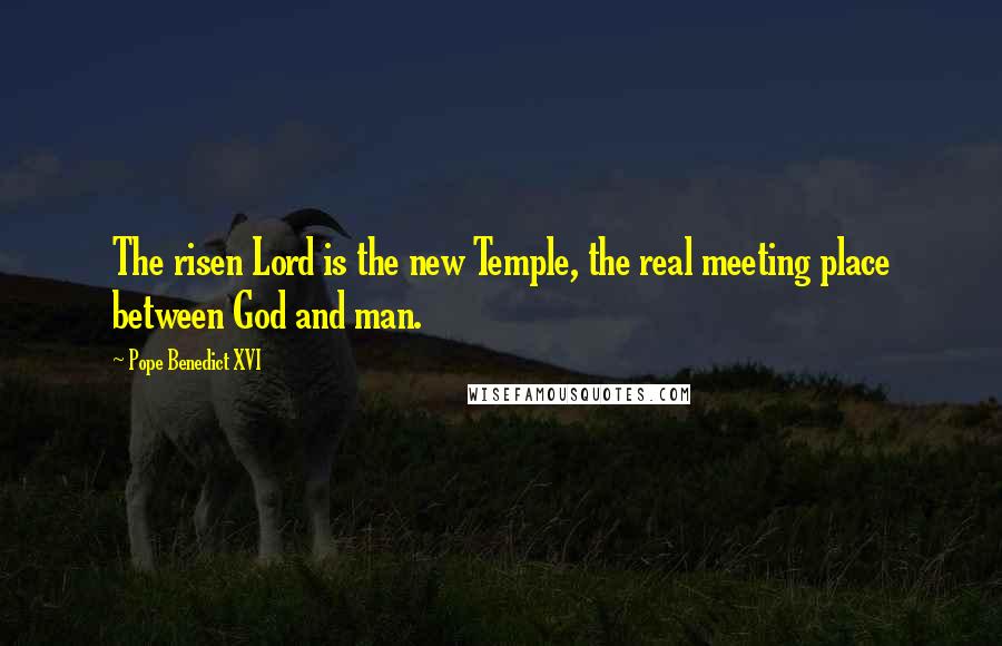 Pope Benedict XVI Quotes: The risen Lord is the new Temple, the real meeting place between God and man.