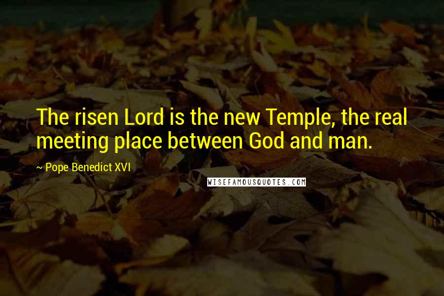 Pope Benedict XVI Quotes: The risen Lord is the new Temple, the real meeting place between God and man.