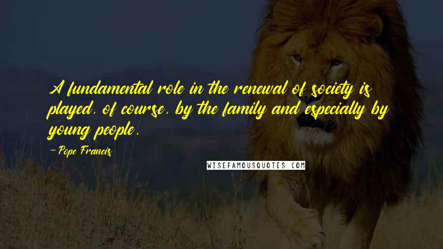 Pope Francis Quotes: A fundamental role in the renewal of society is played, of course, by the family and especially by young people.