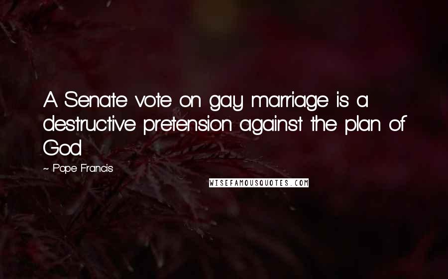 Pope Francis Quotes: A Senate vote on gay marriage is a destructive pretension against the plan of God