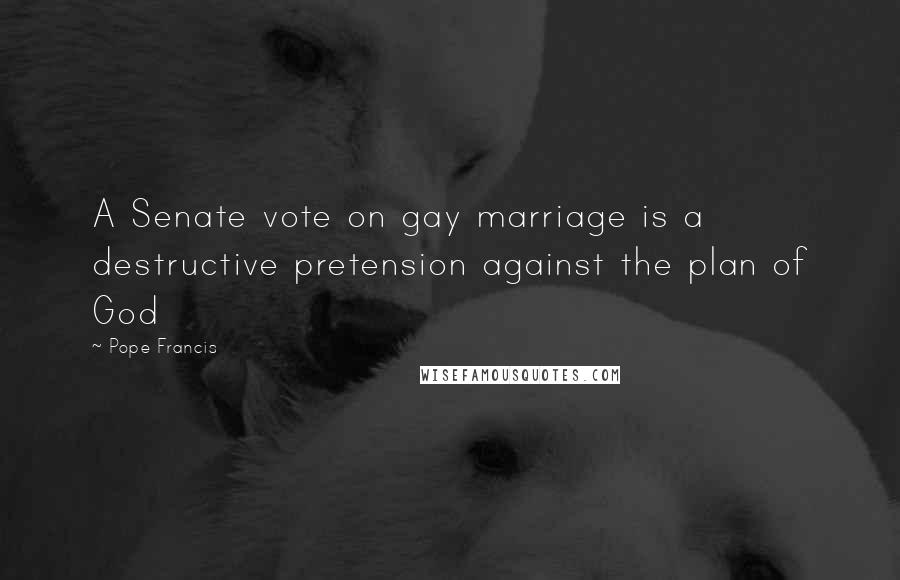 Pope Francis Quotes: A Senate vote on gay marriage is a destructive pretension against the plan of God