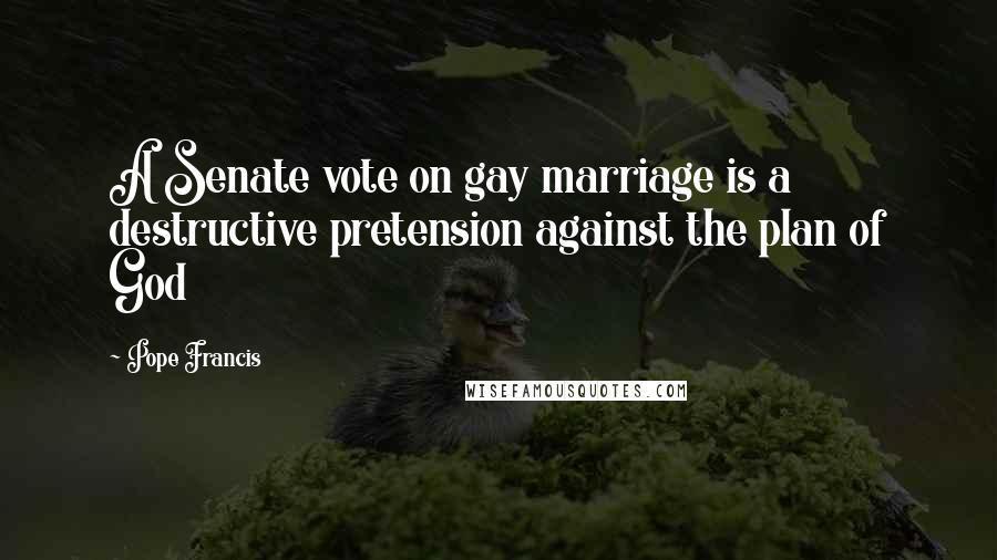 Pope Francis Quotes: A Senate vote on gay marriage is a destructive pretension against the plan of God