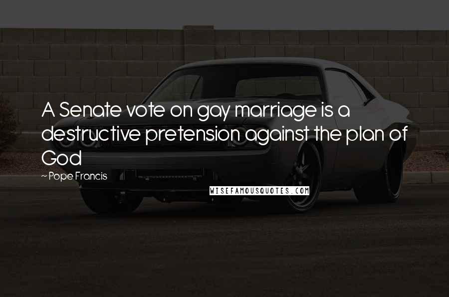 Pope Francis Quotes: A Senate vote on gay marriage is a destructive pretension against the plan of God