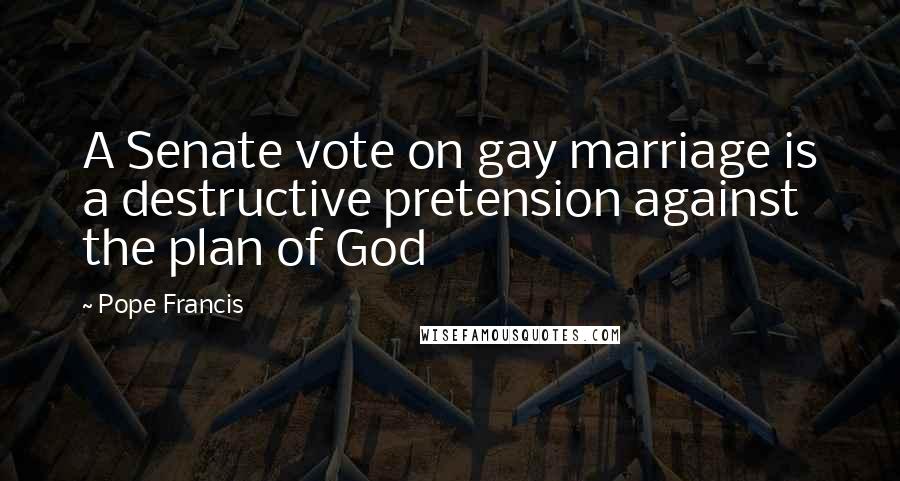 Pope Francis Quotes: A Senate vote on gay marriage is a destructive pretension against the plan of God