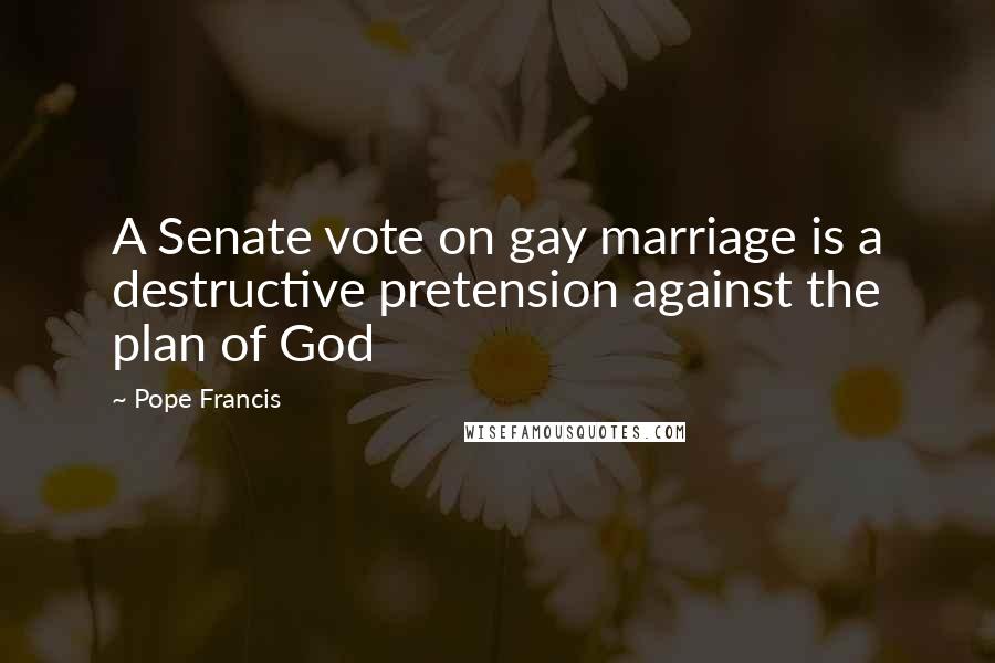 Pope Francis Quotes: A Senate vote on gay marriage is a destructive pretension against the plan of God