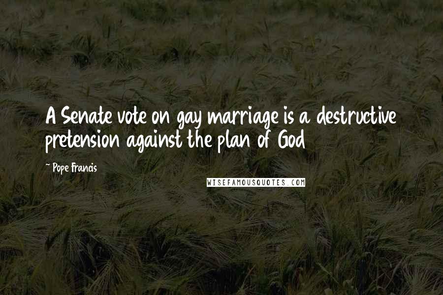 Pope Francis Quotes: A Senate vote on gay marriage is a destructive pretension against the plan of God