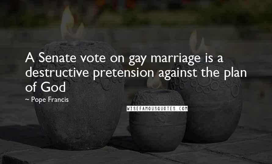 Pope Francis Quotes: A Senate vote on gay marriage is a destructive pretension against the plan of God