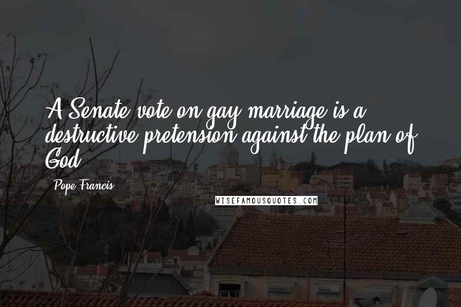 Pope Francis Quotes: A Senate vote on gay marriage is a destructive pretension against the plan of God