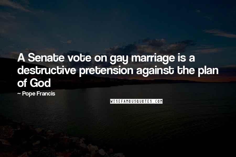 Pope Francis Quotes: A Senate vote on gay marriage is a destructive pretension against the plan of God