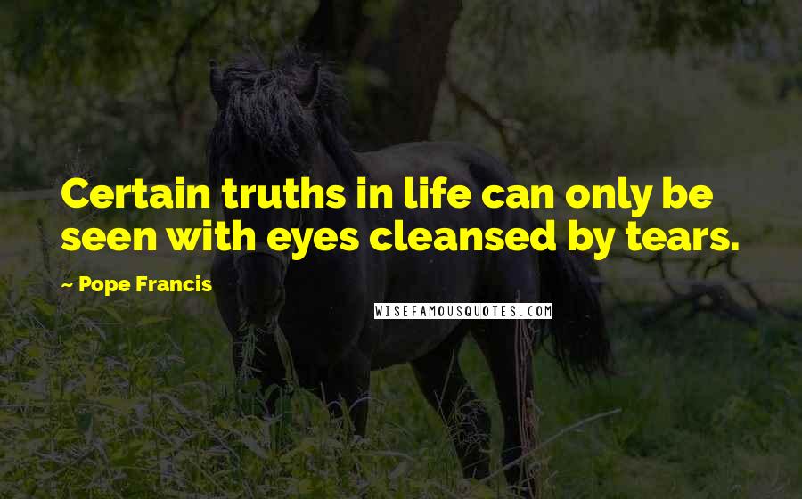 Pope Francis Quotes: Certain truths in life can only be seen with eyes cleansed by tears.