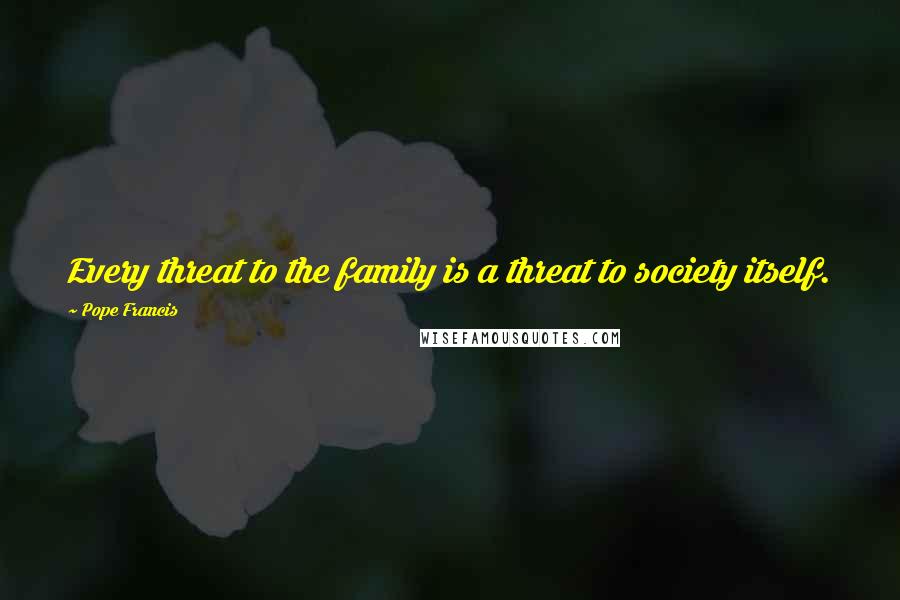 Pope Francis Quotes: Every threat to the family is a threat to society itself.