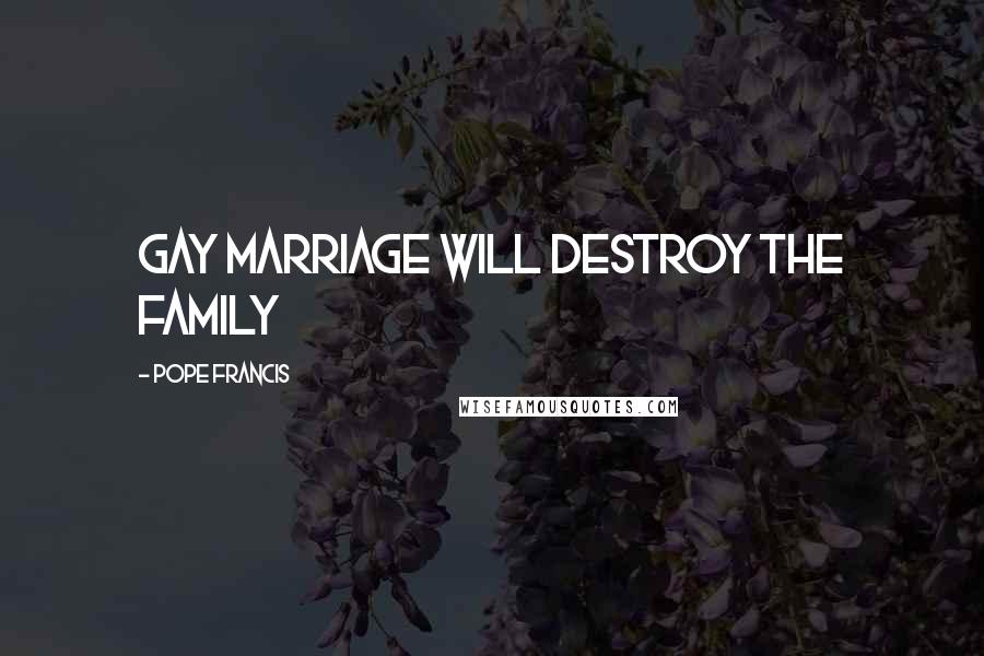 Pope Francis Quotes: Gay marriage will destroy the family