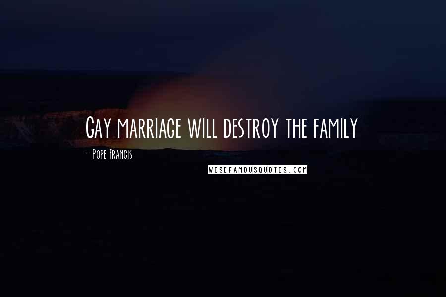 Pope Francis Quotes: Gay marriage will destroy the family