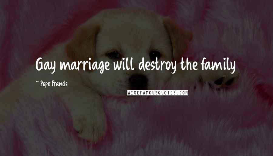 Pope Francis Quotes: Gay marriage will destroy the family