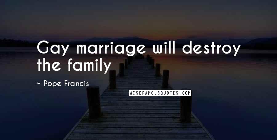 Pope Francis Quotes: Gay marriage will destroy the family