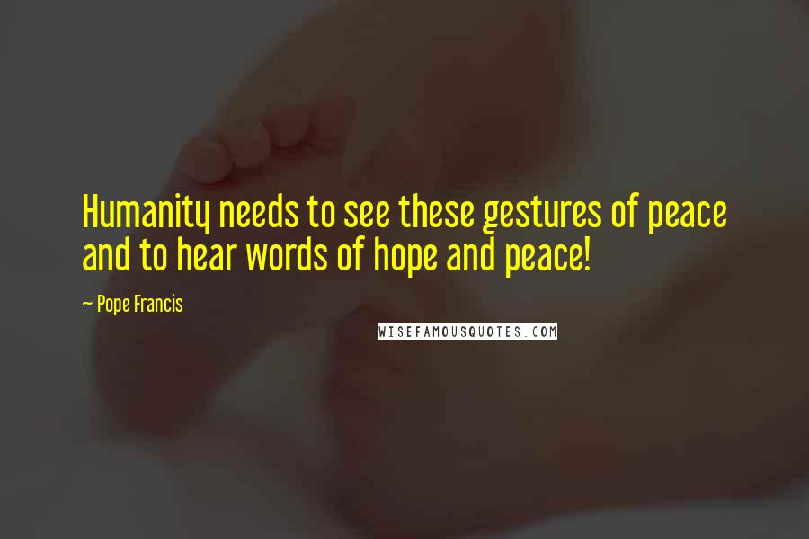 Pope Francis Quotes: Humanity needs to see these gestures of peace and to hear words of hope and peace!