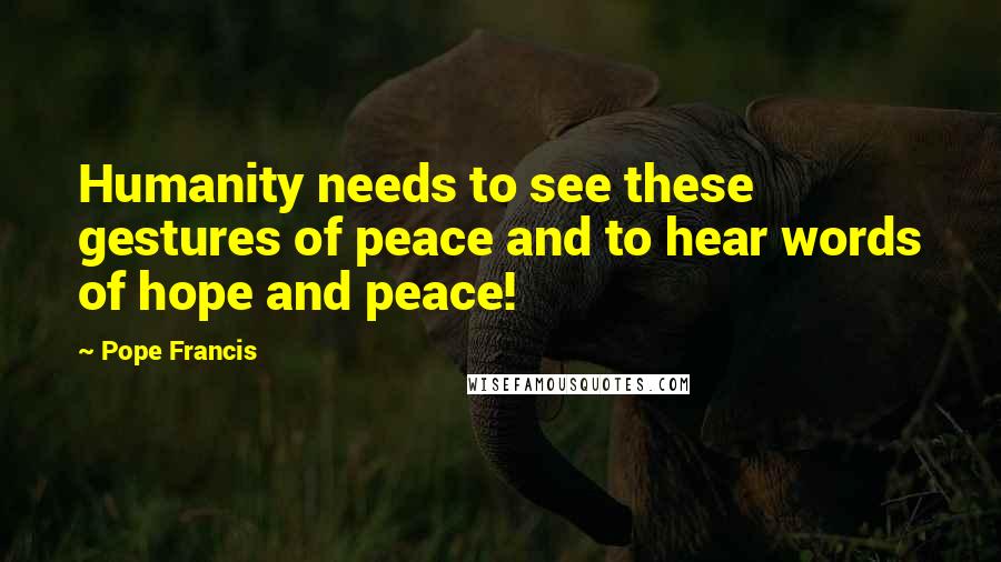 Pope Francis Quotes: Humanity needs to see these gestures of peace and to hear words of hope and peace!