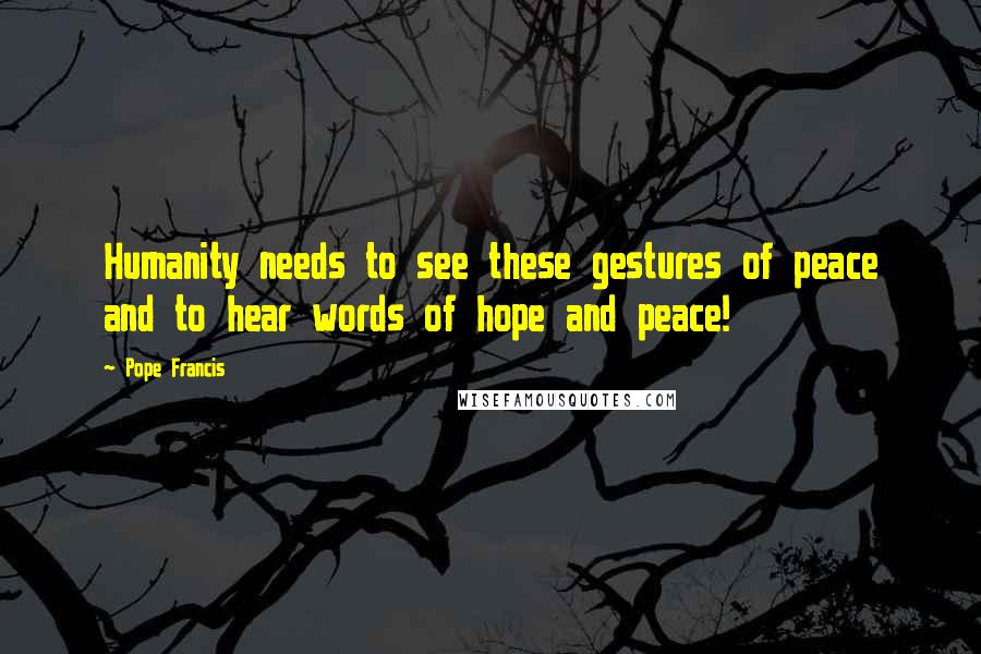 Pope Francis Quotes: Humanity needs to see these gestures of peace and to hear words of hope and peace!