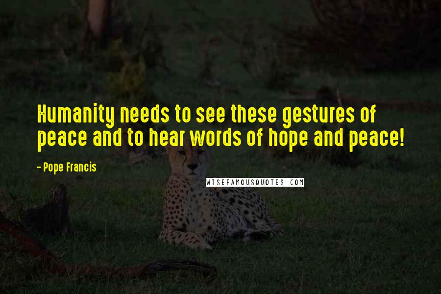 Pope Francis Quotes: Humanity needs to see these gestures of peace and to hear words of hope and peace!