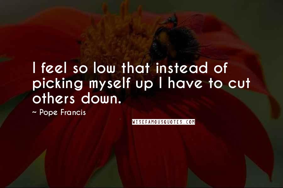 Pope Francis Quotes: I feel so low that instead of picking myself up I have to cut others down.