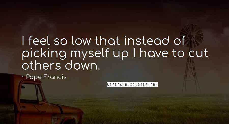 Pope Francis Quotes: I feel so low that instead of picking myself up I have to cut others down.