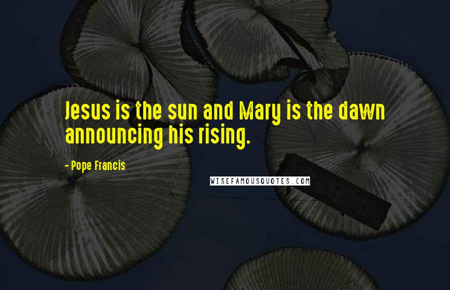 Pope Francis Quotes: Jesus is the sun and Mary is the dawn announcing his rising.