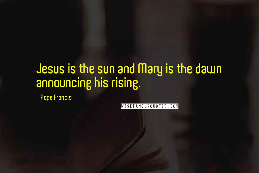 Pope Francis Quotes: Jesus is the sun and Mary is the dawn announcing his rising.
