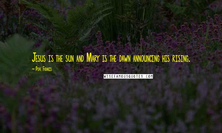 Pope Francis Quotes: Jesus is the sun and Mary is the dawn announcing his rising.