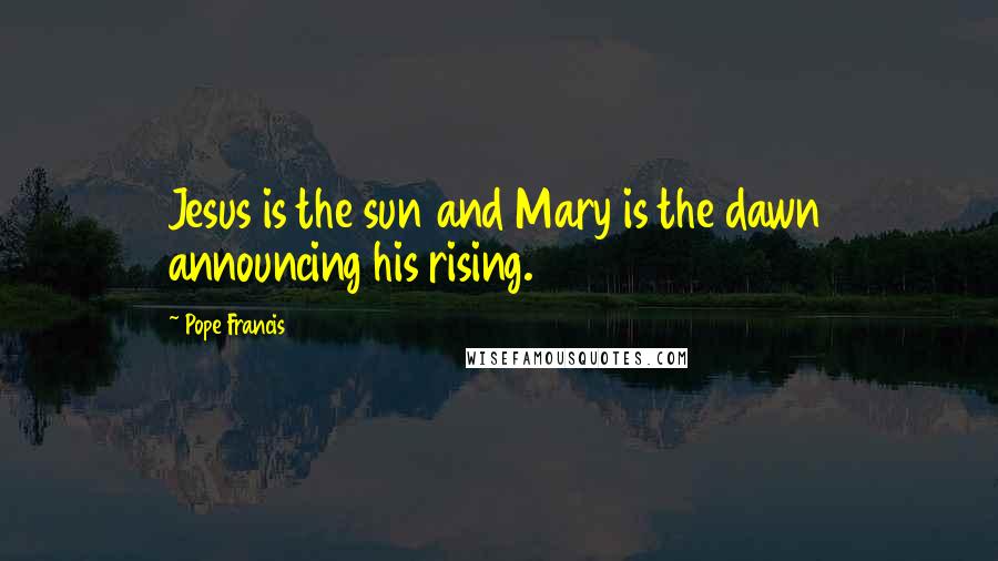 Pope Francis Quotes: Jesus is the sun and Mary is the dawn announcing his rising.