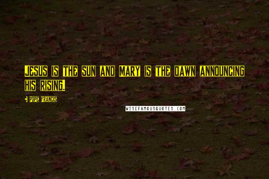 Pope Francis Quotes: Jesus is the sun and Mary is the dawn announcing his rising.