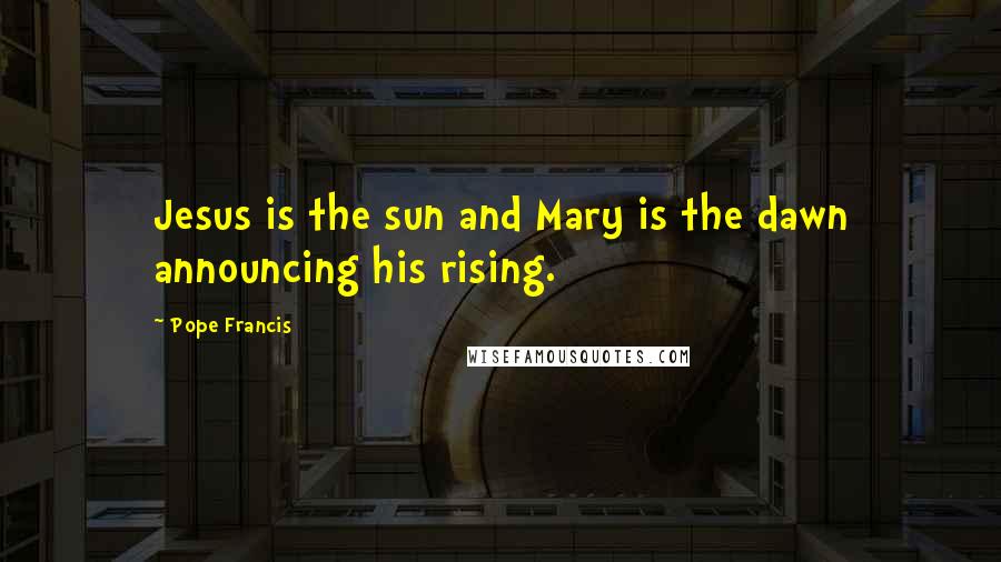 Pope Francis Quotes: Jesus is the sun and Mary is the dawn announcing his rising.