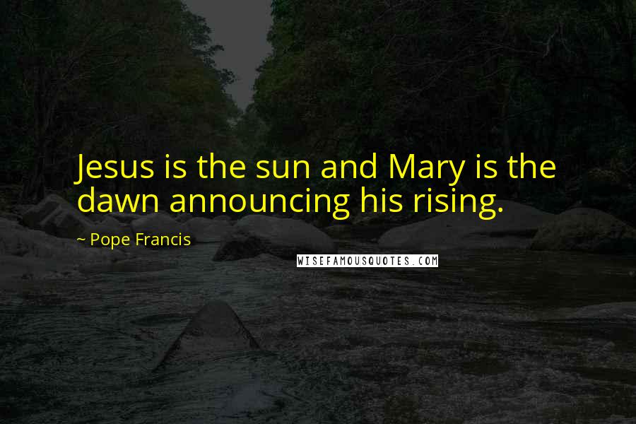 Pope Francis Quotes: Jesus is the sun and Mary is the dawn announcing his rising.