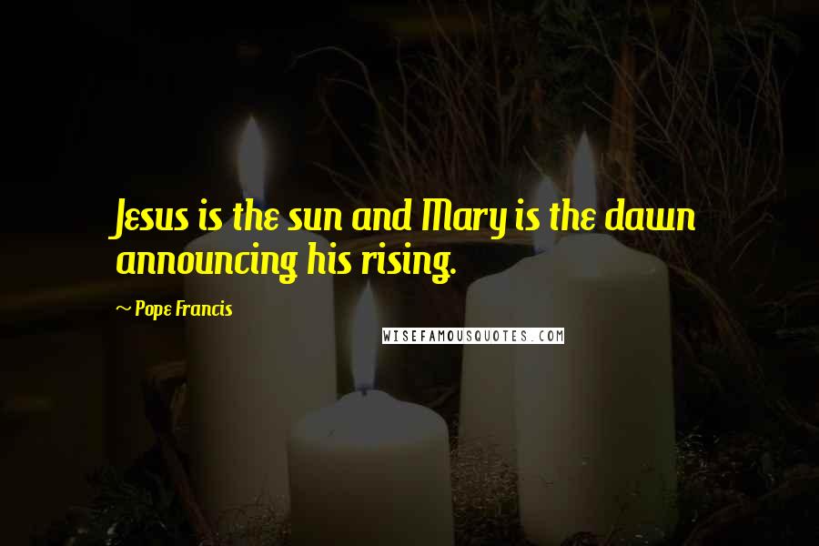 Pope Francis Quotes: Jesus is the sun and Mary is the dawn announcing his rising.