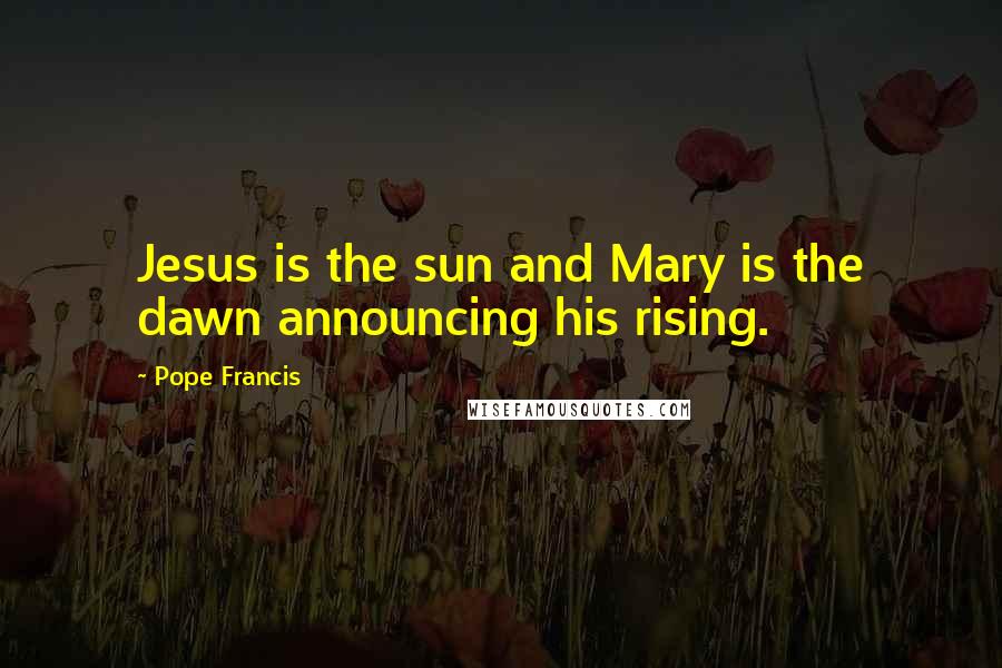 Pope Francis Quotes: Jesus is the sun and Mary is the dawn announcing his rising.