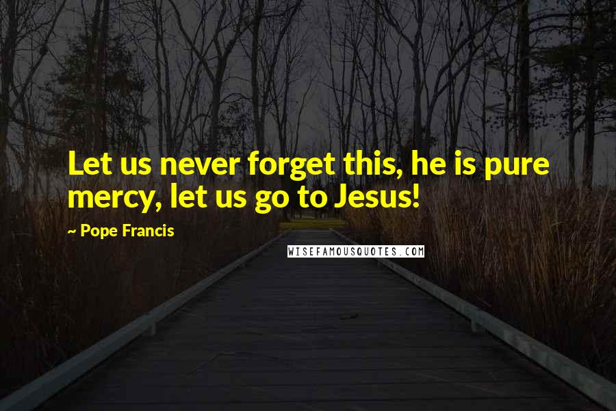 Pope Francis Quotes: Let us never forget this, he is pure mercy, let us go to Jesus!