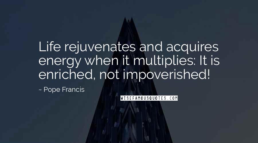 Pope Francis Quotes: Life rejuvenates and acquires energy when it multiplies: It is enriched, not impoverished!