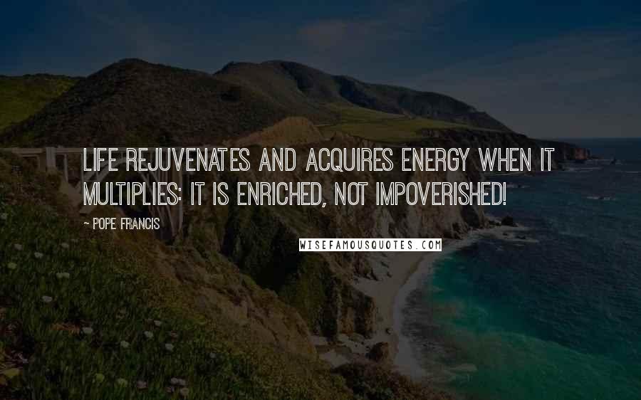 Pope Francis Quotes: Life rejuvenates and acquires energy when it multiplies: It is enriched, not impoverished!