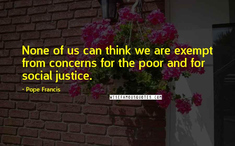 Pope Francis Quotes: None of us can think we are exempt from concerns for the poor and for social justice.