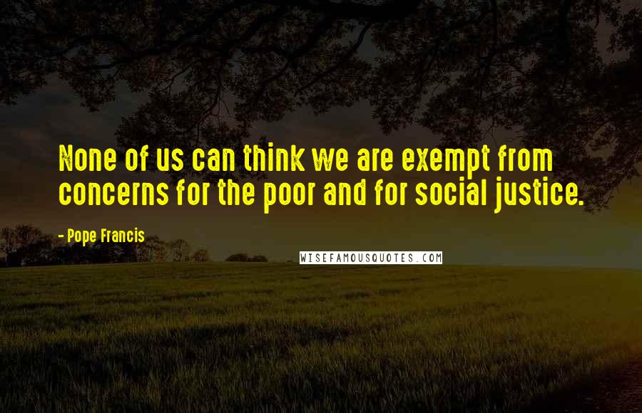 Pope Francis Quotes: None of us can think we are exempt from concerns for the poor and for social justice.