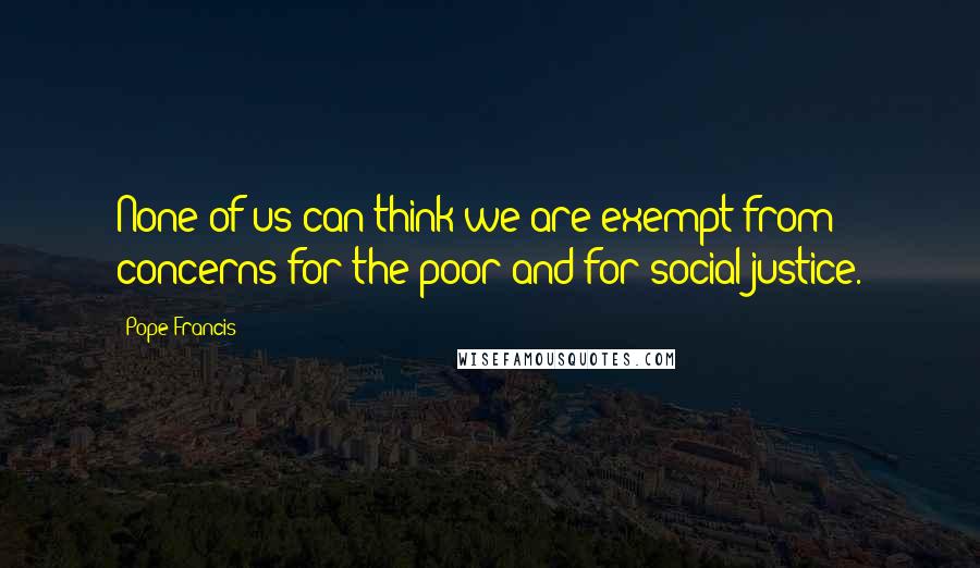 Pope Francis Quotes: None of us can think we are exempt from concerns for the poor and for social justice.