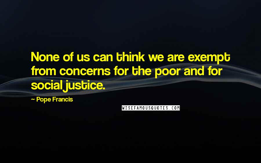 Pope Francis Quotes: None of us can think we are exempt from concerns for the poor and for social justice.