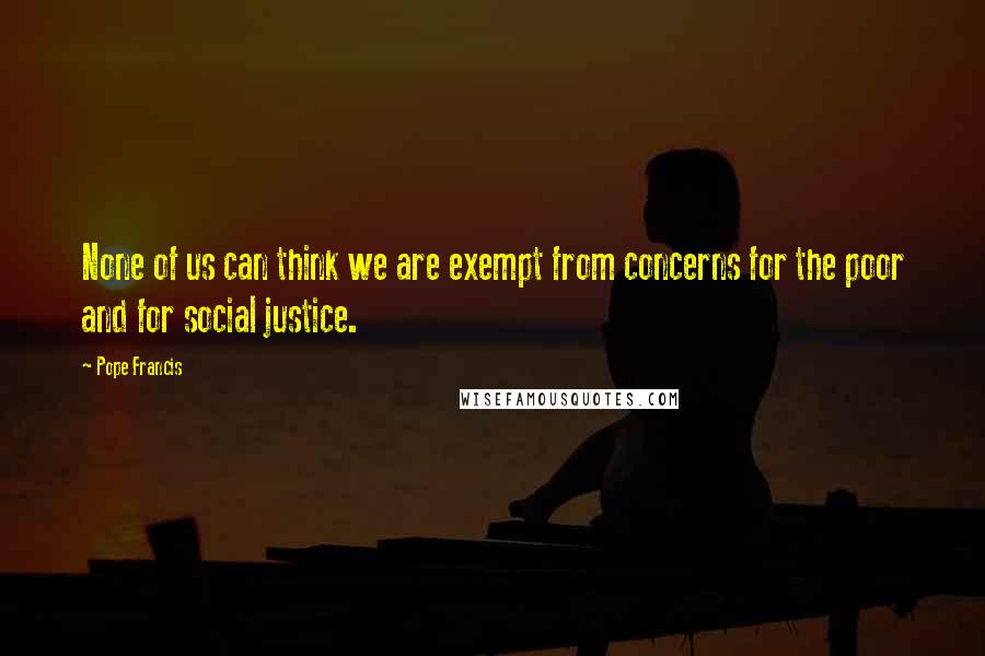 Pope Francis Quotes: None of us can think we are exempt from concerns for the poor and for social justice.