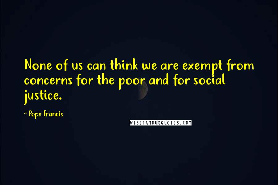 Pope Francis Quotes: None of us can think we are exempt from concerns for the poor and for social justice.