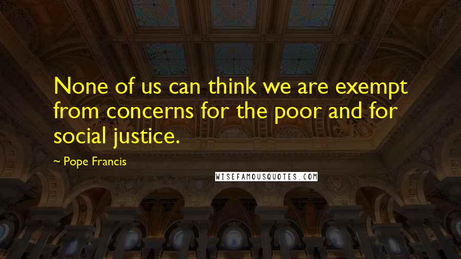 Pope Francis Quotes: None of us can think we are exempt from concerns for the poor and for social justice.